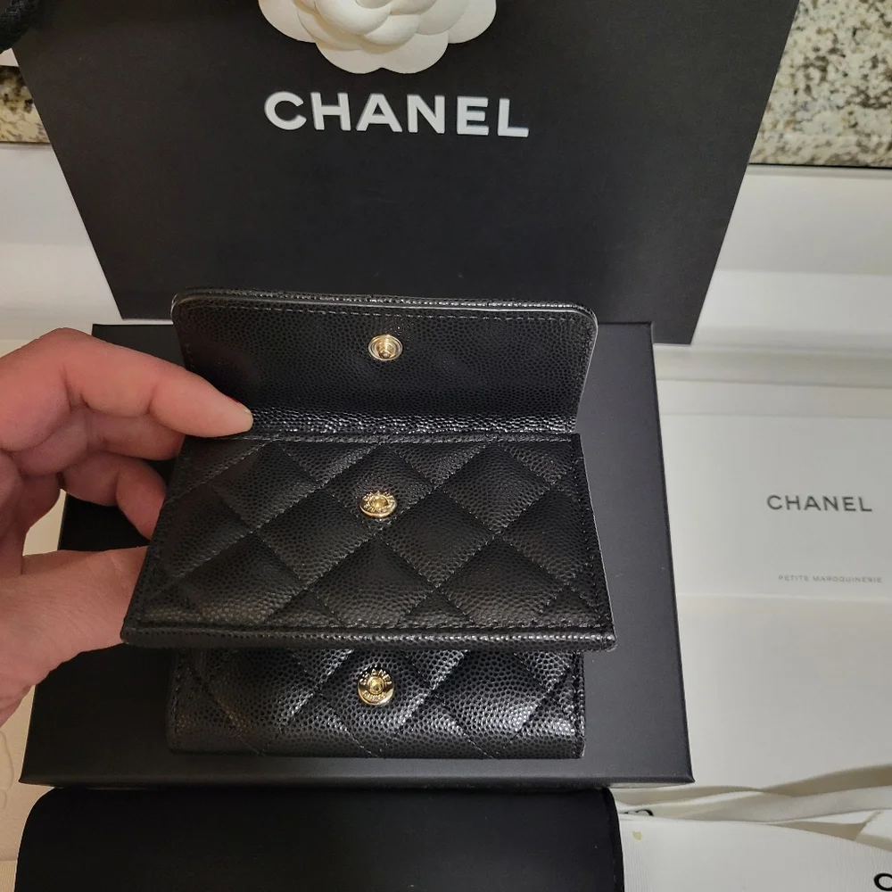 Chanel Trifold Compact Caviar Wallet